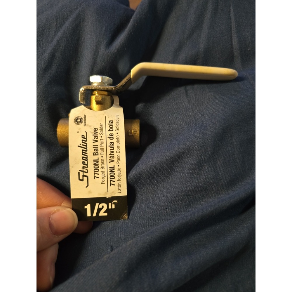 Streamline ½" Forged Brass Full Port Solder 7700NL Ball Valve New With Tag